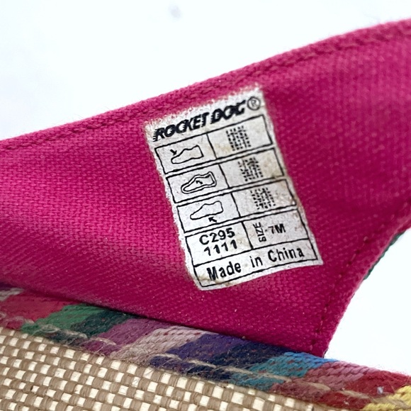 Rocket dog • rainbow stripe wedge espadrilles peep toe slingback ruffle • 7.5 - Picture 6 of 10